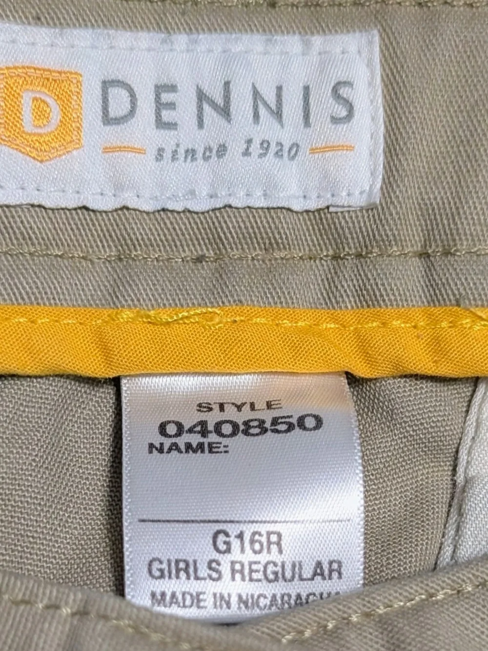 Dennis Uniform Khaki Chino School Uniform Shorts Girls Size 16 Regular Adjustabl